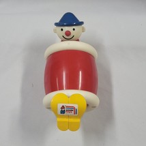 Ambi Vintage Rolling Clown in a Barrel Baby Toddler Toy VTG Vintage Plastic Red - £9.48 GBP