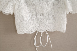 White Bridal Lace Crop Tops Petite Size Short Sleeve Off Shoulder Wedding Tops image 5