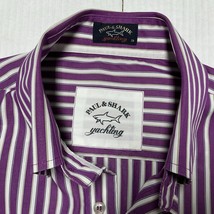Paul &amp; Shark Shirt Men’s Size 39 Purple Striped Yachting Button Down Lon... - $27.96
