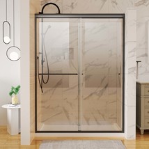 50-54&quot;x72&quot; Matte Black Sliding Shower Door - £298.62 GBP