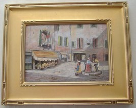 Oil on board  Venice William J. Niles C 1888 original signed women water market - £490.40 GBP