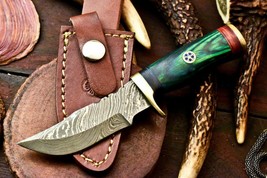 Compact Custom 6” Knife, 1095HC + 15N20, SHARP Hardwood Handle &amp;Leather Sheath - £16.52 GBP