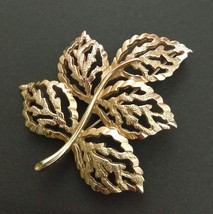 Stunning Vintage Signed Sarah Coventry Cov Gold Floral Leaf BROOCH Pin J... - $18.21