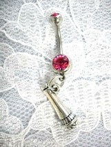 NEW THE VOICE VOCAL INSTRUMENT SINGER 3D MICROPHONE 14G PINK CZ BELLY RING - $4.99