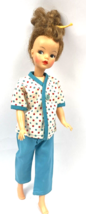 Vintage Ideal Tammy Doll &amp; Clothes Polka Dot Turquoise Red Outfit Top Pants Lot - £65.71 GBP
