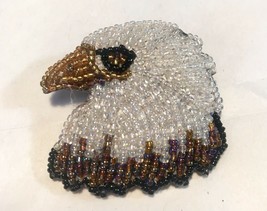 Hand Beaded Brooch Pin Eagle Head - $26.20 CAD