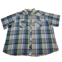 Wrangler Shirt Mens Large 3XL Big Blue Pearl Snap Cowboy Western Button Up - $22.75