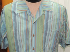 Men&#39;s Med Tommy Bahama Short Sleeve Hawaiian Shirt 100% Silk Blue Green Orange - £12.94 GBP