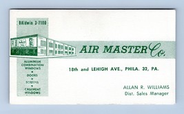 Air Master Company Windows Vintage Affari Scheda Philadelphia Pa BC1 - £9.90 GBP