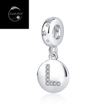 Genuine Sterling Silver 925 Alphabet Initial Letter L Pendant Dangle Charm CZ - £21.37 GBP