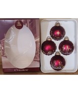 4 Vintage 2 1/2&quot; Glass Ornaments Red Satin Manger Camel Wiseman Gold Gli... - $218.27 MXN