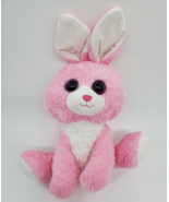 Kellytoy Pink Bunny Rabbit Big Glitter Eyes Plush 13&quot; Stuffed Easter Toy... - $9.99
