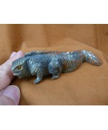Y-LIZ-IG-257) Green Serpentine IGUANA LIZARD FIGURINE stone PERU healing... - $43.60 CAD