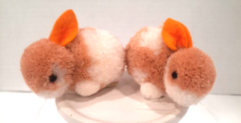 Vintage Pair Russ Berrie Bunny Rabbit 3&quot; Brown &amp; Wht Plush Mini Small Easter - £9.03 GBP