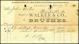 1890 WALKER &amp; CO Franklin PA Antique Billhead Document Receipt Brushes Mfg - £4.81 GBP