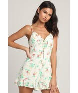 Lulus Day Out Together White Floral Print Sleeveless Romper Medium - £35.03 GBP