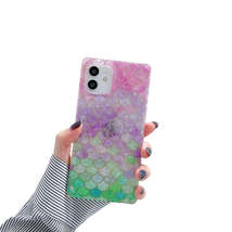 Anymob iPhone Gummy Color Soft Silicone Phone Case Pattern Geometric Fish Scales - £23.17 GBP