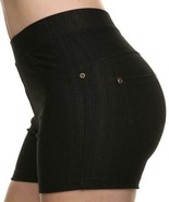 Black Stretchy Faux Denim Jeans Back Pockets Jeggings Ponte Shorts more ... - $18.00