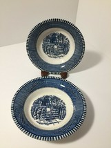 2 Currier and Ives Small Bowls Royal China Blue and White 5-1/2&quot; Replacement - £3.79 GBP