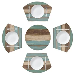 New Round Table Placemats Set Of 4 Snowflake Check Placemat Wedge Shaped Place M - £57.14 GBP