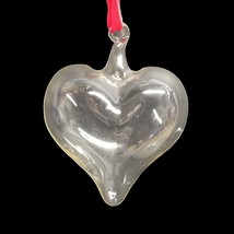 Vintage Christmas Ornament Blown Glass Heart Clear Bubble Puffy Love Holiday - £9.18 GBP