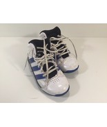 Adidas Kids White &amp; Blue Athletic Shoes Adiprene Size 1-1/2 1.5 US Good ... - £19.74 GBP