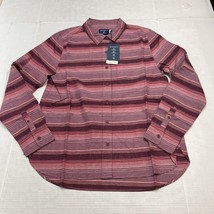 United By Blue Womens Top M Red Striped Flannel Organic Cotton Hemp Butt... - $357.00 MXN