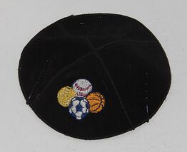 Black Sports Theme yamaka yarmulke kippah Baseball Tennis Soccer basketball - $14.80