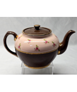 Vintage SADLER Pink Brown Gold Trim Teapot NUMBERED - Staffordshire England - $58.52 CAD