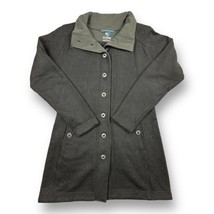 KUHL Savina Jacket Women’s Size M Alfpaca Fleece Sweater Button Black Longline - £46.71 GBP