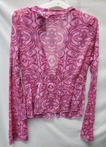 NEW Wild Fable Women's Small Bell Long Sleeve Tie-Front Top Pink Sheer Blouse image 4