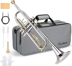 Brass Student Trumpet Instrument With A Hard Case, Asmuse Bb Standard Tr... - $167.93