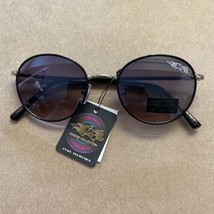 NWT Retro Rewind  Round Metal Sunglasses Womens Black Gray Lens - £7.80 GBP