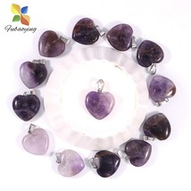 Fashion Trend Necklace Amethysts Heart Waterdrop Pendant earrings Stone Necklace - £38.36 GBP