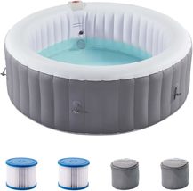 4-6 Person Inflatable Hot Tub Outdoor Portable Spa Tubs 130 Air Jets Tub Cover - £623.96 GBP
