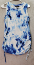 Simply Vera Vera Wang Tank Top Womens Small Blue White Tie Dye Ruched Ro... - £14.69 GBP