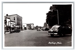 RPPC Street View Cars Strand Theater Hastings Michigan MI 1940s UNP Postcard R8 - £13.58 GBP