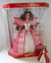 1997 Happy Holidays Brunette Barbie Hallmark 10th Anniversary Edition &amp; Ornament - £23.94 GBP