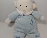 FAO Baby plush rattle Doll Blue Boy USED with flaws f.a.o. foot print  - $14.86