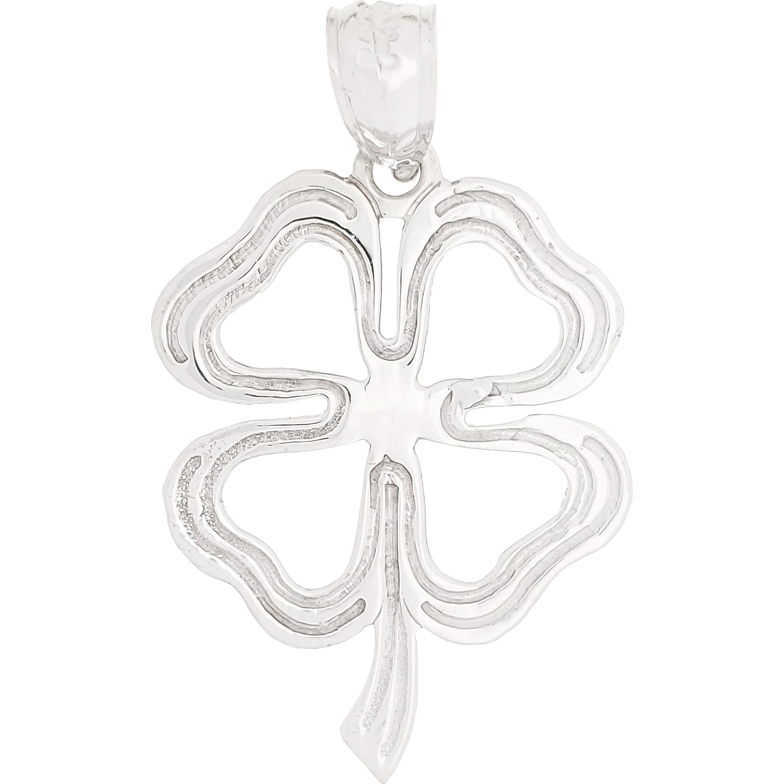 Primary image for 14k White Gold 4 Leaf Clover Charm Irish Good Luck 22mm