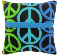 Tooth Fairy Pillow, Black, Peace Sign Print Fabric, Blue Bias Tape Trim,... - $4.95