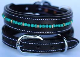 Small Bling Stones Turquoise Dog Puppy Collar Crystal 100% Cow Leather 6... - $458.83 MXN