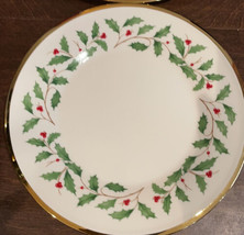 Lenox Holiday Collection Holly Berry Gold Trim 8&quot; Salad Plate - £19.47 GBP