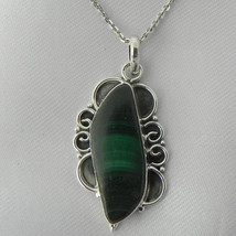 925 Argent Sterling Malachite Pierre Précieuse Main Pendentif Femmes Fest Cadeau - £45.93 GBP