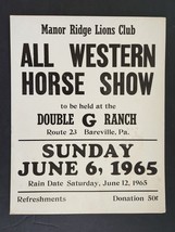 1965 Vintage Horse Show Double G Ranch Bareville Pa Poster Manor Ridge Lions Cl - £38.27 GBP