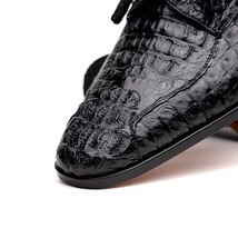 Apricena Genuine Caiman Crocodile Dress Derby's Shoes Black image 3