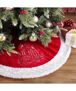 USILAND Christmas Tree Skirt Brown Velvet Snowflakes Embroidery 32in - $407.46 MXN