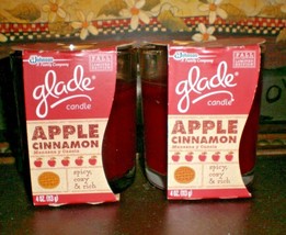 (2) Glade APPLE CINNAMON SPICY COZY &amp; RICH Candles 4 Oz. Each Candle Yea... - £10.91 GBP