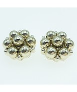 Vintage Lisner Gold Round Cluster Clip On Earrings Smooth Shiny Beads Be... - £5.39 GBP