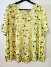Roaman&#39;s Pale Green SILK BEADED TOP 26W 2X 3X Cocktail Party Wedding - $360.13 MXN